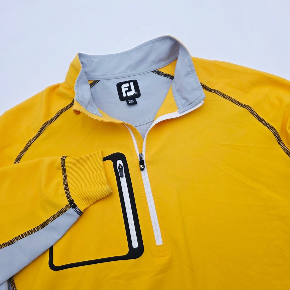 FootJoy FJ Mens M Sunset Hills 1966 Yellow Gray Quarter Zip Golf Pullover Jacket